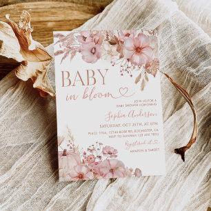 Boho Fall Floral Pumpkin Baby Dusche Einladung
