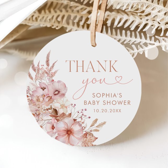 Boho Fall Floral Pumpkin Baby Dusche Geschenkanhänger (Von Creator hochgeladen)