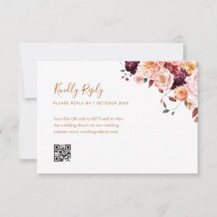 boho fall floral qr code rsvp card karte