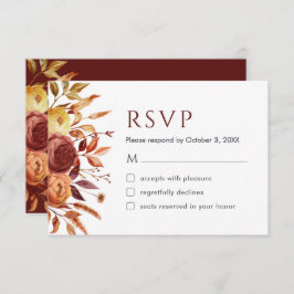 Boho Fall Floral Rustikale Blume Foliage RSVP Kart Dankeskarte