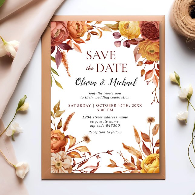 Boho Fall Floral Rustikale Blume Hochzeit Einladung (Von Creator hochgeladen)