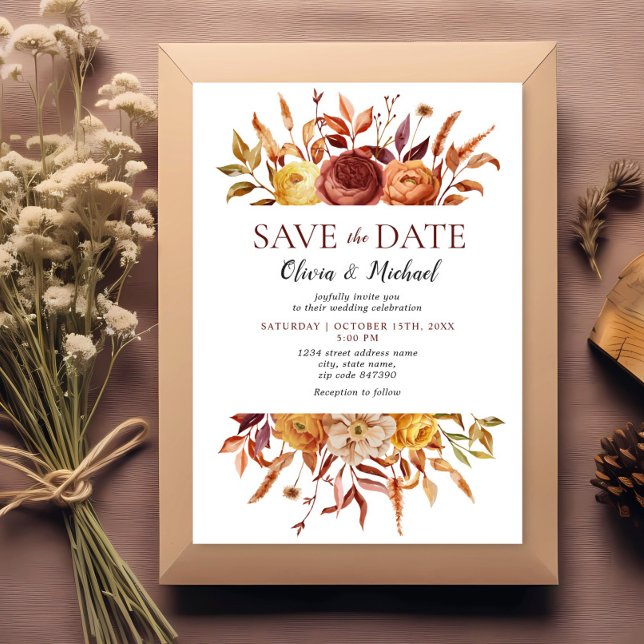 Boho Fall Floral Rustikale Blume Hochzeit Einladung (Von Creator hochgeladen)