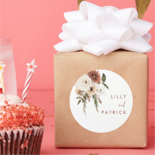 Boho Fall Floral Terracotta Wedding Runder Aufkleber