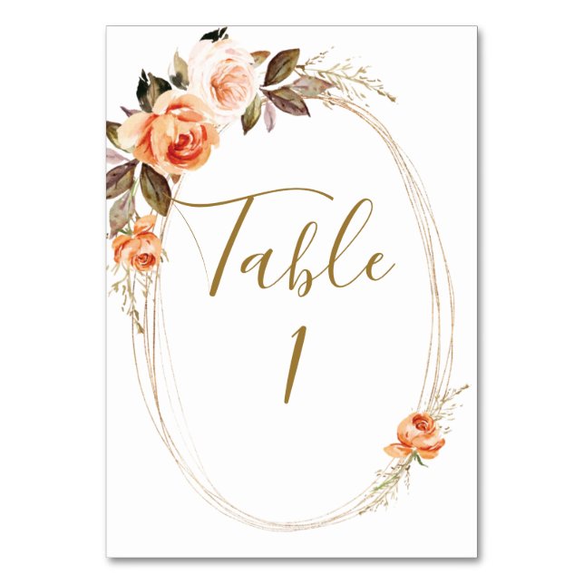 Boho Fall Floral Wedding Tischnummer (Vorderseite)