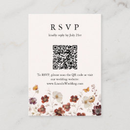 Boho Fall Florals Butterfly Wedding QR Code UAWG Begleitkarte