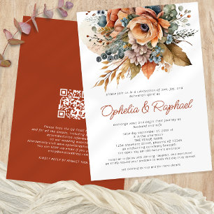 Boho Fall Florals Terracotta Bohemisch Wedding Einladung