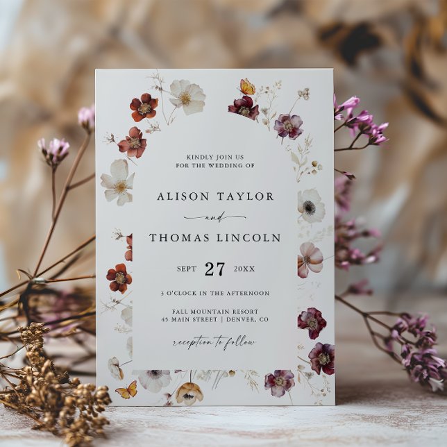 Boho Fall Florals Wedding Arch Einladung (Von Creator hochgeladen)