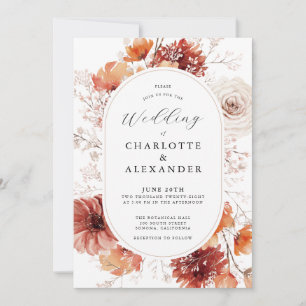 Boho Fall Foliage Hochzeit Terrakotta Rost Blume Einladung