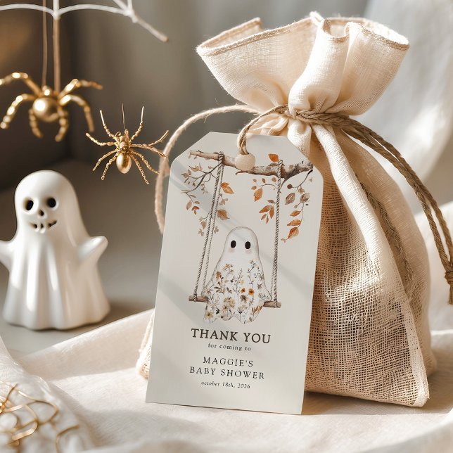 Boho Fall Ghost Baby Dusche Vielen Dank für Ihre U Geschenkanhänger (Von Creator hochgeladen)