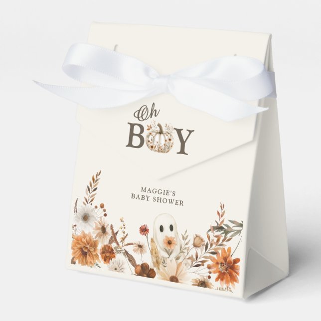 Boho Fall Ghost Floral Oh Boy Baby Shower  Geschenkschachtel (Vorderseite)