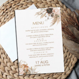 Boho Fall Glitzer Menu Wedding Einladung