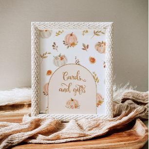 Boho Fall Gold florale Kürbiskarten und Geschenke Poster