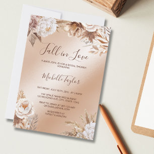 Boho Fall in Liebe Kupfer neutrales Brautparty Einladung