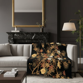 Boho Fall Japanisch Fleecedecke