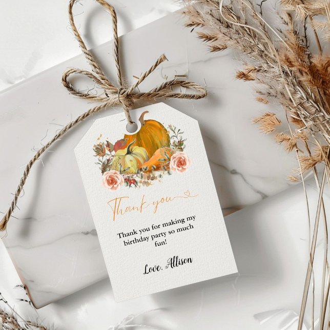 Boho Fall Kürbis Danke Geburtstag Geschenkanhänger (Von Creator hochgeladen)