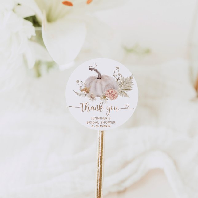 Boho Fall Kürbis danke Ihnen klassischen Rundaufkl Runder Aufkleber (Von Creator hochgeladen)