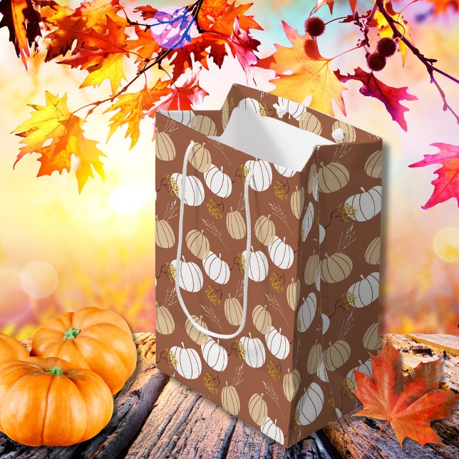 Boho Fall Kürbis Mittlere Geschenktüte (Boho Fall pumpkins Medium Gift Bag)