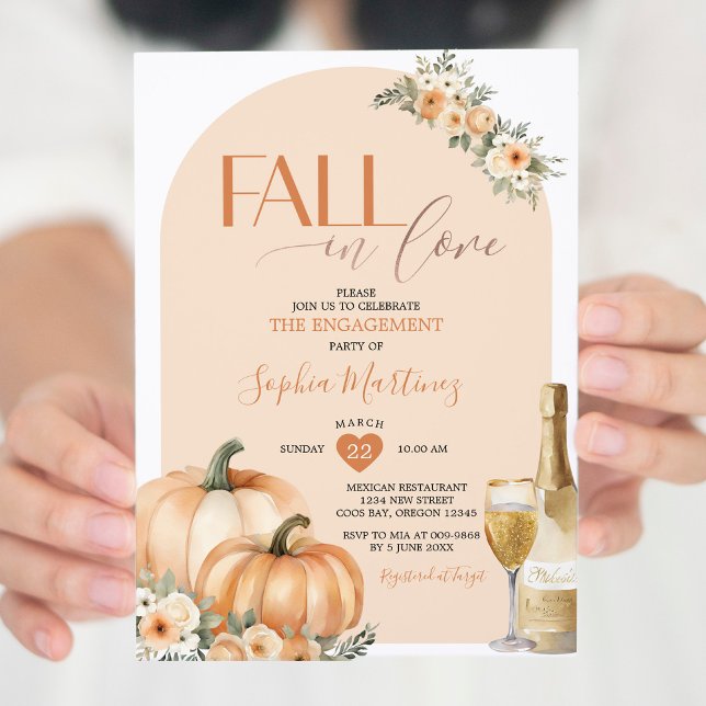 Boho Fall Liebe Floral Pumpkin Engagement Party Einladung (Von Creator hochgeladen)