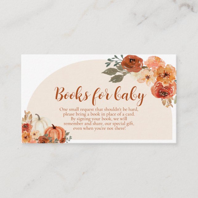 Boho Fall Little Pumpkin Books for Baby Shower Begleitkarte (Vorderseite)