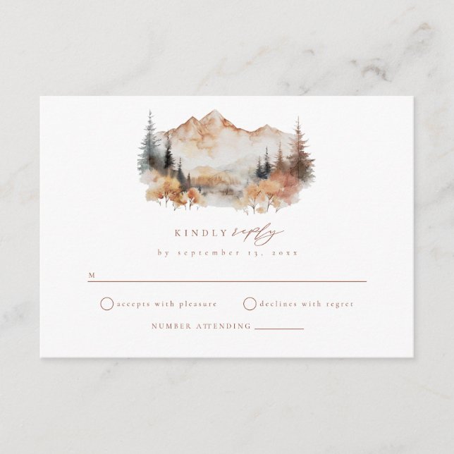 Boho Fall Mountain Wedding RSVP Enclosure Card Begleitkarte (Vorderseite)