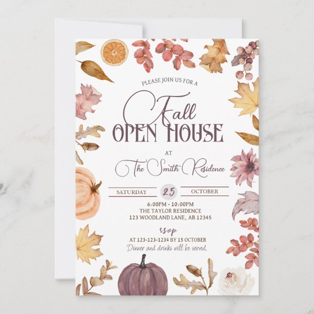 Boho Fall Open House, Realtor Housewarming Einladung (Vorderseite)