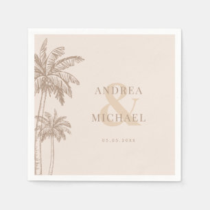 Boho Fall Palm Trees Ampersand Beach Wedding Serviette