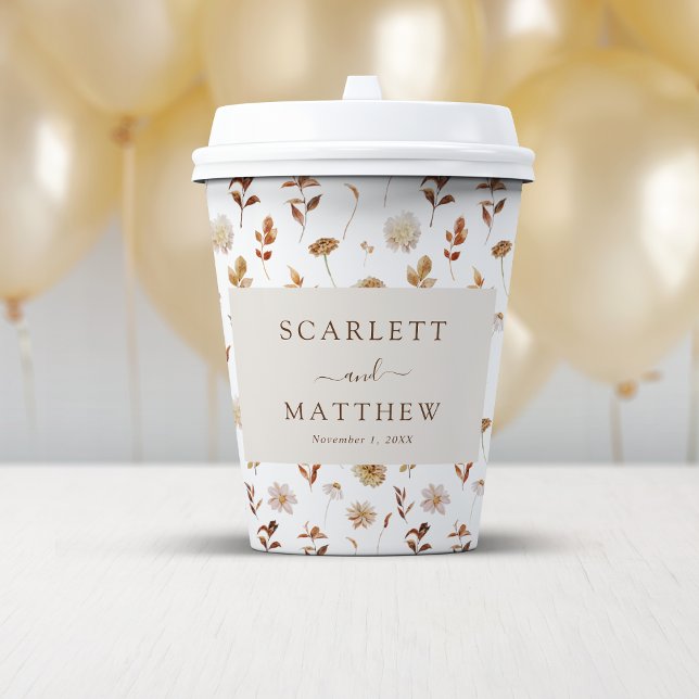 Boho Fall Pappbecher (Boho Fall Leaves Wedding Decor Paper Cups by Painted paperie
)