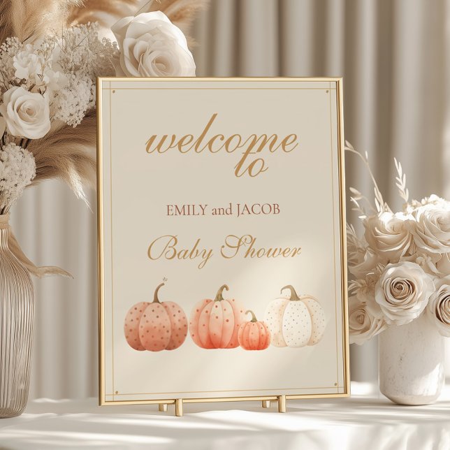 Boho Fall Polka Dot Pumpkins Baby Dusche Willkomme Poster (Von Creator hochgeladen)