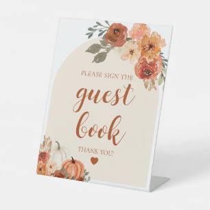 Boho Fall Pumpkin Bitte unterzeichnen Sie unser Gu Sockelschild