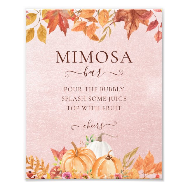 Boho Fall Pumpkin Brautparty Mimosa Bar Fotodruck (Vorne)