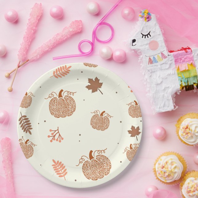 Boho Fall Pumpkin Brautparty Paper Teller (Party)