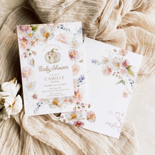 Boho Fall Pumpkin Girl Baby Shower Invitation Einladung (Von Creator hochgeladen)