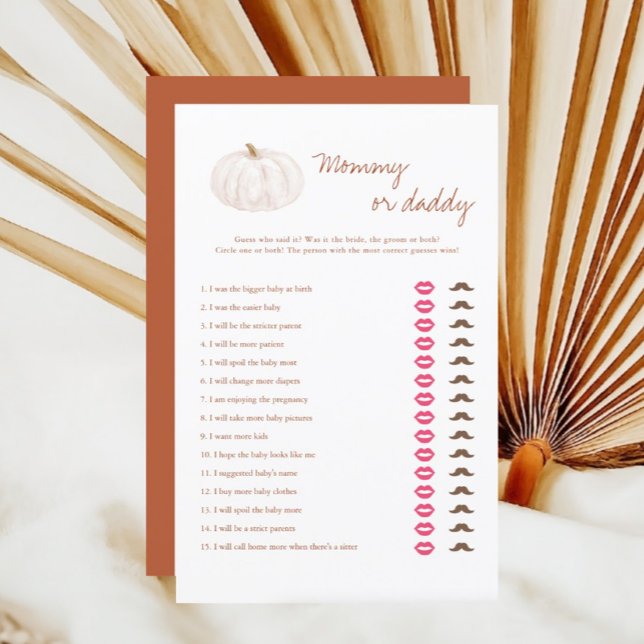 Boho Fall Pumpkin Mommy oder Daddy Game Cards (Von Creator hochgeladen)