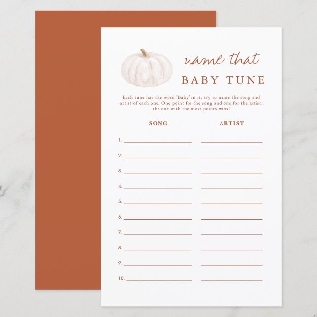 Boho Fall Pumpkin Name, dass Tune Baby Showspiel (Vorne/Hinten)