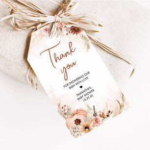 Boho Fall Pumpkin Pampas Baby Duwer Fevor Tags Geschenkanhänger