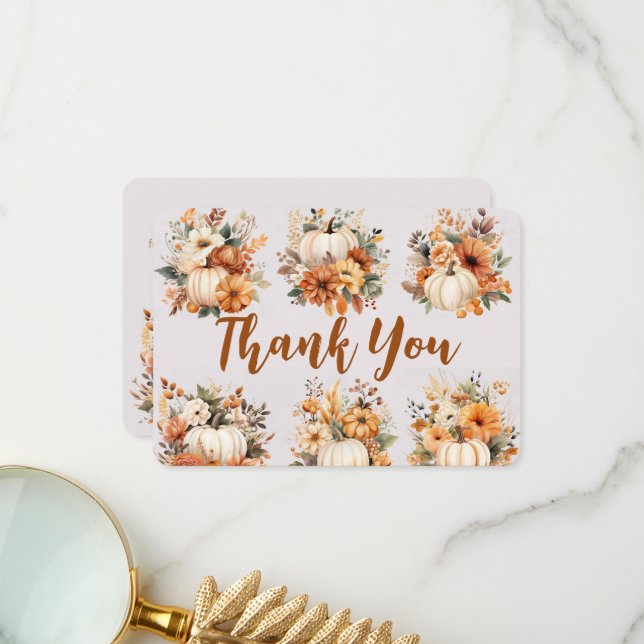 Boho Fall Pumpkin Vielen Dank Dankeskarte (Vorderseite/Rückseite Beispiel)