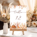 Boho Fall Pumpkin Wedding Tischnummer<br><div class="desc">Boho Fall Pumpkin Hochzeit Tischnummer. Matching-Elemente verfügbar.</div>