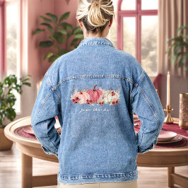 Boho Fall Pumpkins Text Denim Jacket Jeansjacke
