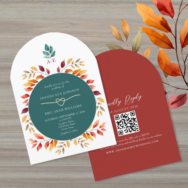 Boho Fall QR Code Wedding Einladung (Von Creator hochgeladen)