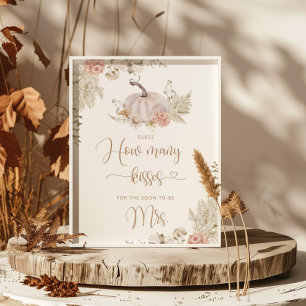 Boho Fall rät, wie viele Küsse Brautparty Poster