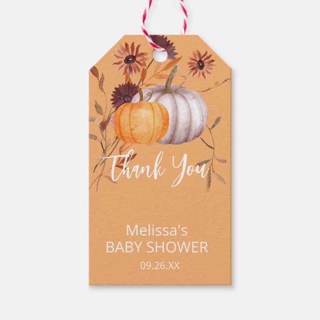 Boho Fall rost orange bordeauxrote Blätter Geschenkanhänger (Vorderseite)