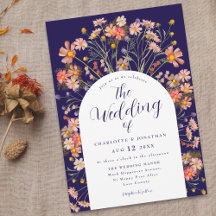 Boho Fall Rustic Floral Arch Navy Blue Wedding