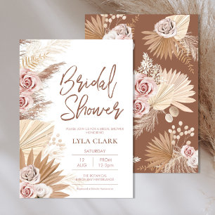 Boho Fall rustikale Pampas Floral Brautparty Einladung