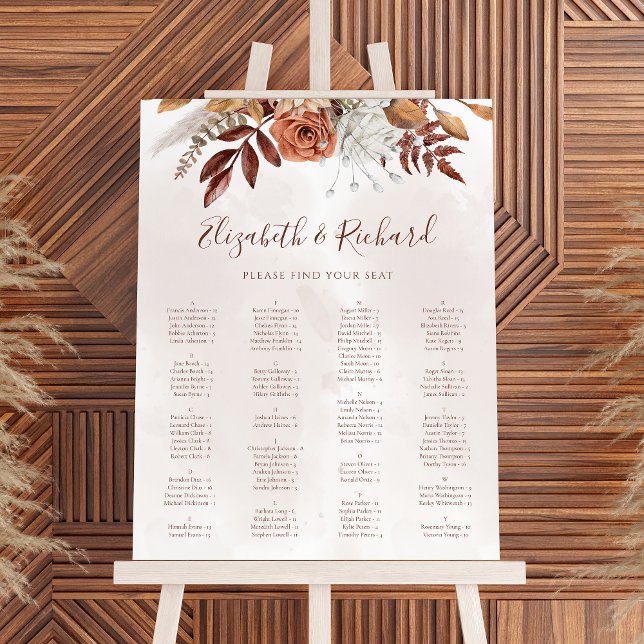 Boho Fall Terracotta-Blume Hochzeitssattel Poster (Von Creator hochgeladen)