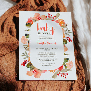 Boho Fall terracotta florale Skriptgeburtszene Bab Einladung