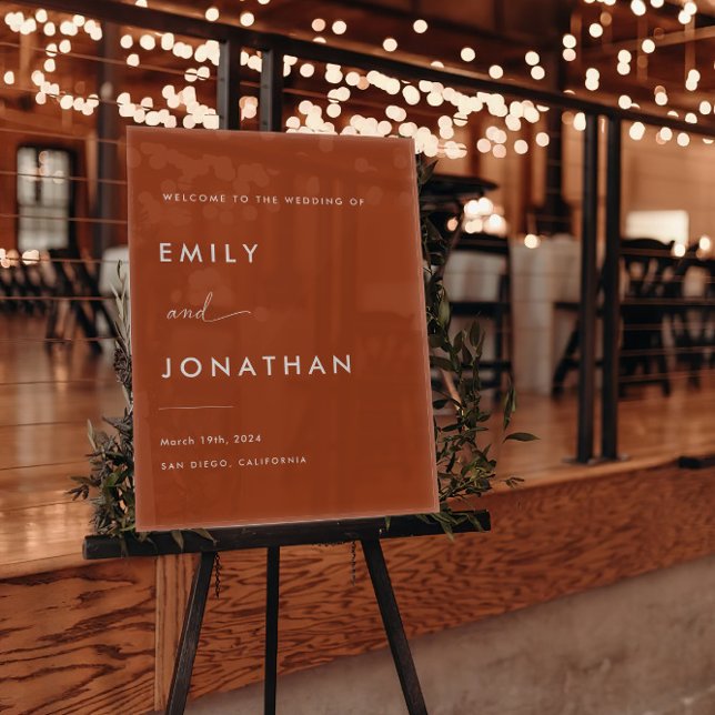 Boho Fall Terracotta Wedding Willkommen Acrylschild (Von Creator hochgeladen)