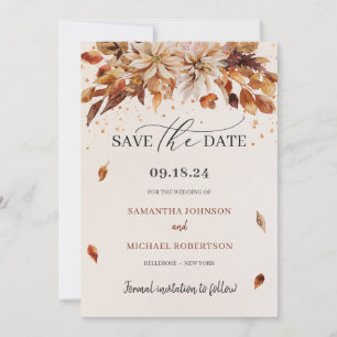 Boho Fall und Herbst Blume Cooper Colors Save The Date