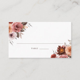Boho Fall Watercolor Floral Bouquet Wedding Place Platzkarte