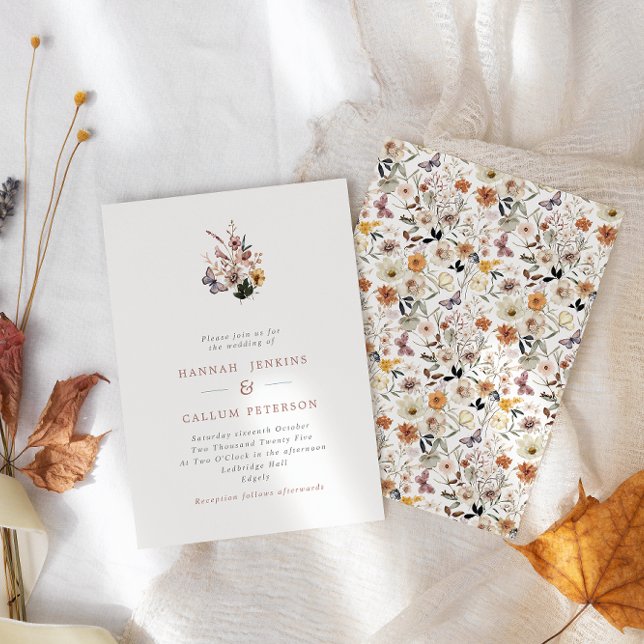 Boho Fall Wild Blume Hochzeit Einladung (Von Creator hochgeladen)