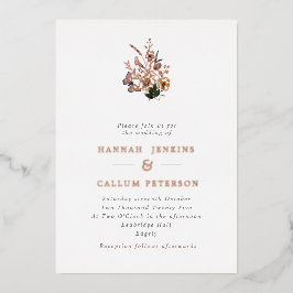 Boho Fall Wild Blume Hochzeit Rose Folieneinladung